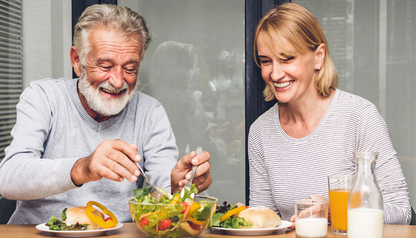 Father & Daughter eating healthy together