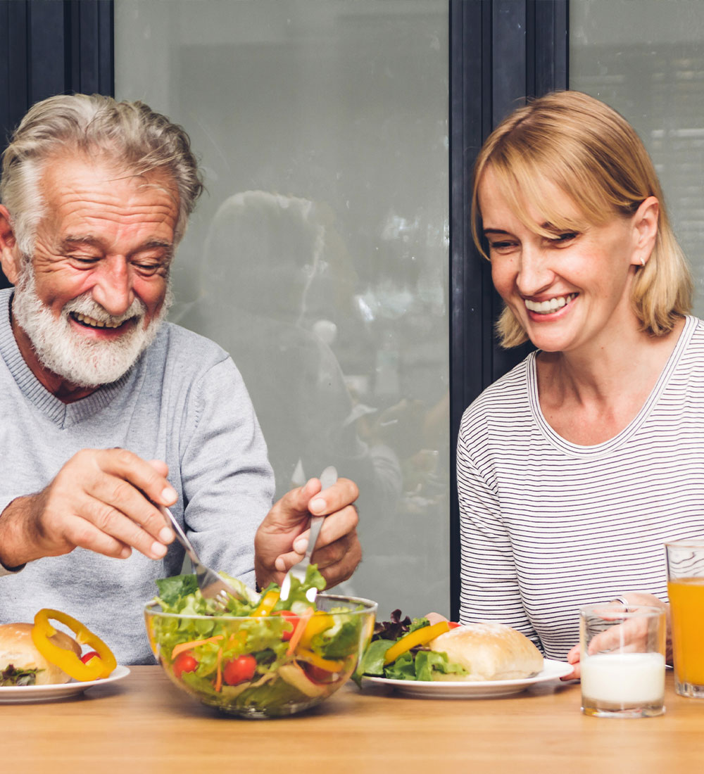 Father & Daughter eating healthy together